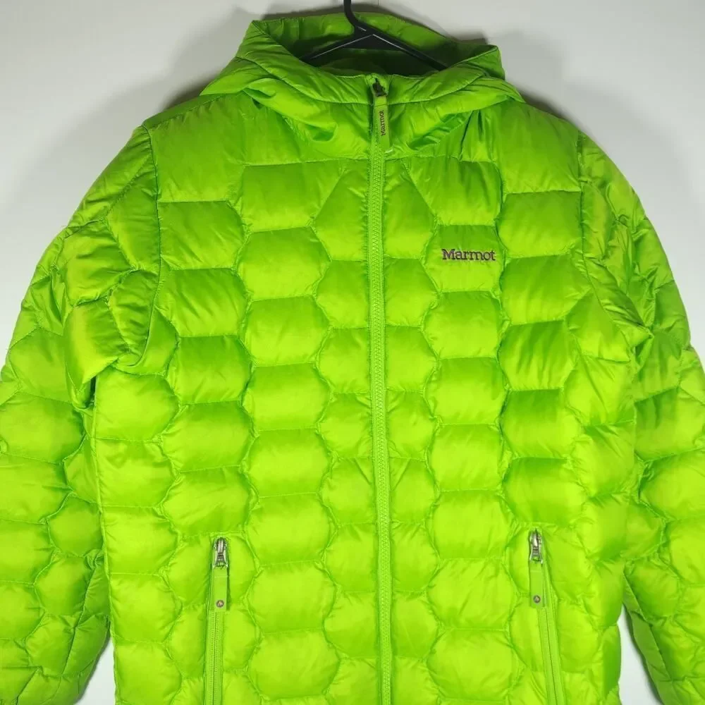MARMOT Girls Ama Dablam XL Green 700 fill Down FullZip Hooded Puffer Jacket